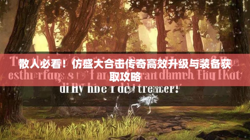 散人必看！仿盛大合击传奇高效升级与装备获取攻略