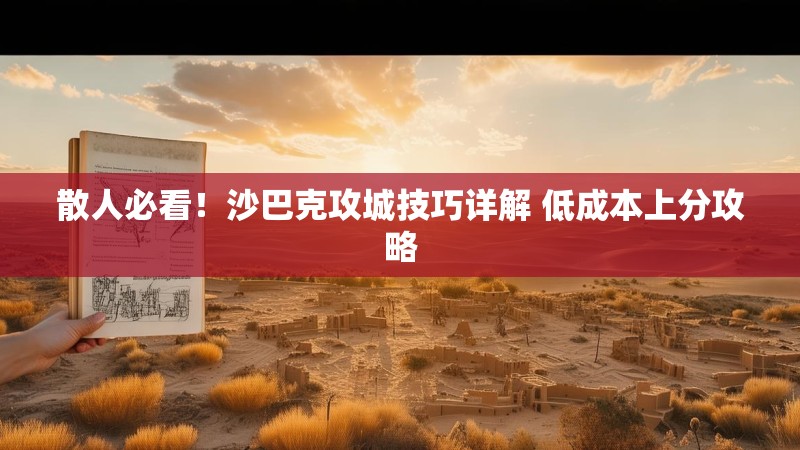 散人必看！沙巴克攻城技巧详解 低成本上分攻略