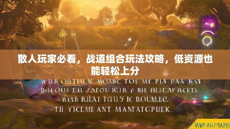 散人玩家必看，战道组合玩法攻略，低资源也能轻松上分