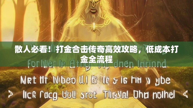 散人必看！打金合击传奇高效攻略，低成本打金全流程