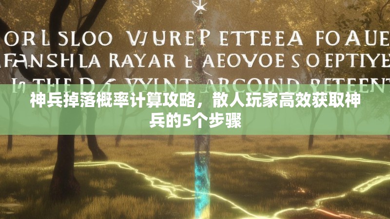 神兵掉落概率计算攻略，散人玩家高效获取神兵的5个步骤