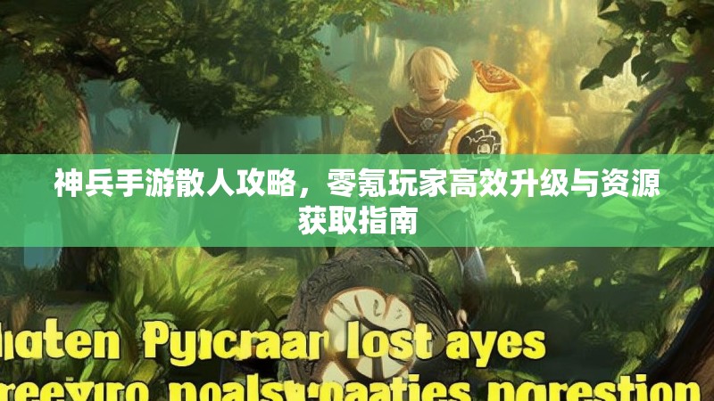神兵手游散人攻略，零氪玩家高效升级与资源获取指南