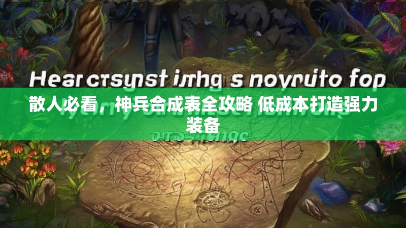 散人必看，神兵合成表全攻略 低成本打造强力装备