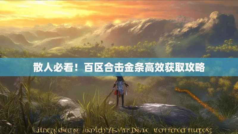 散人必看！百区合击金条高效获取攻略