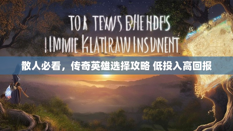 散人必看，传奇英雄选择攻略 低投入高回报