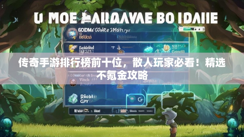 传奇手游排行榜前十位，散人玩家必看！精选不氪金攻略