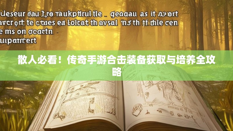 散人必看！传奇手游合击装备获取与培养全攻略