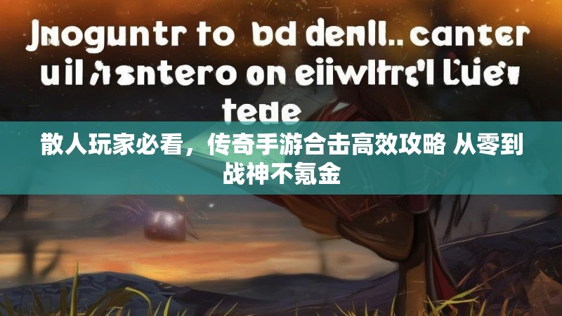 散人玩家必看，传奇手游合击高效攻略 从零到战神不氪金