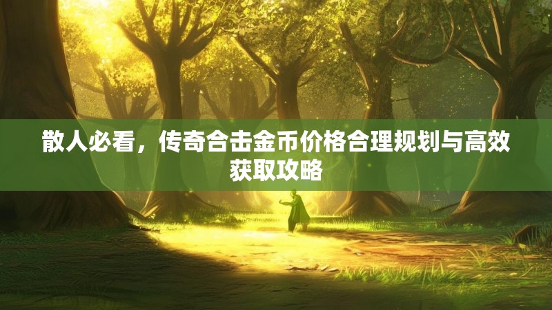 散人必看，传奇合击金币价格合理规划与高效获取攻略