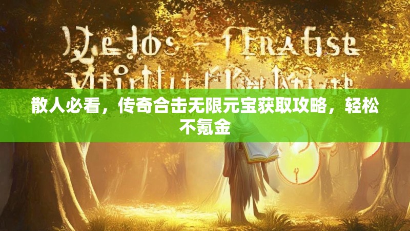 散人必看，传奇合击无限元宝获取攻略，轻松不氪金