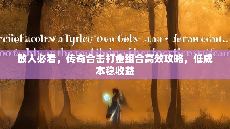 散人必看，传奇合击打金组合高效攻略，低成本稳收益