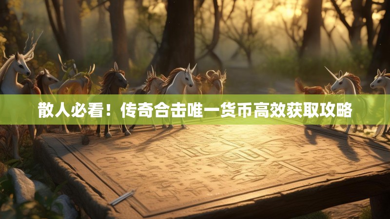 散人必看！传奇合击唯一货币高效获取攻略