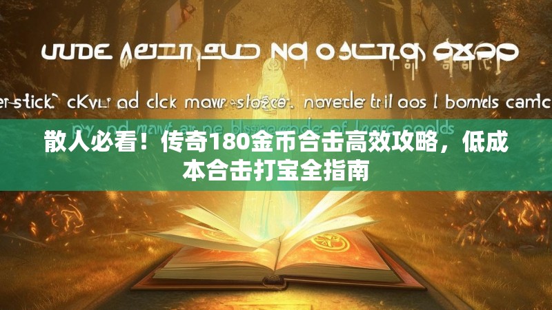 散人必看！传奇180金币合击高效攻略，低成本合击打宝全指南