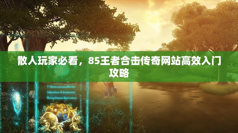 散人玩家必看，85王者合击传奇网站高效入门攻略